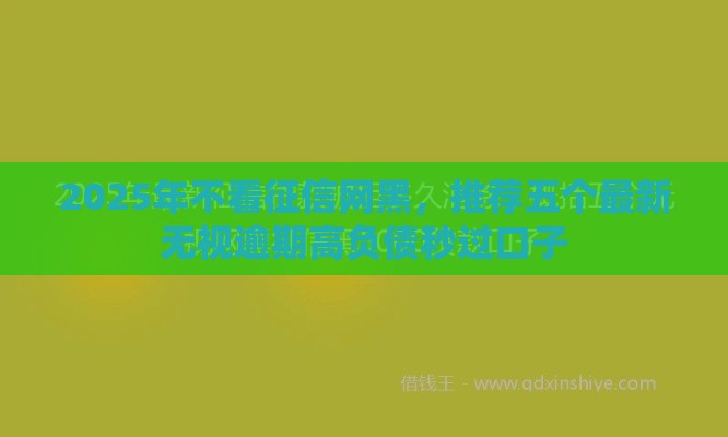 2025年不看征信网黑，推荐五个最新无视逾期高负债秒过口子