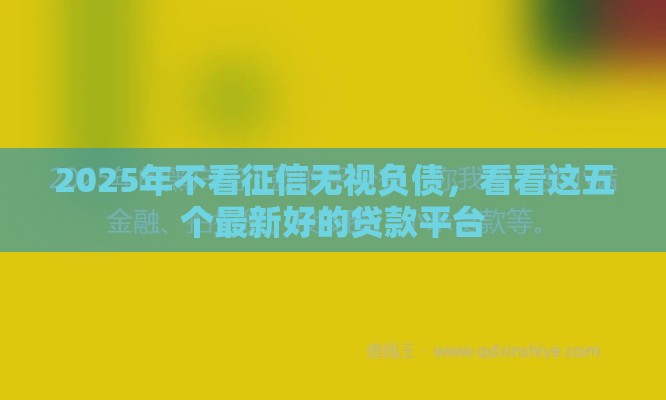 2025年不看征信无视负债，看看这五个最新好的贷款平台