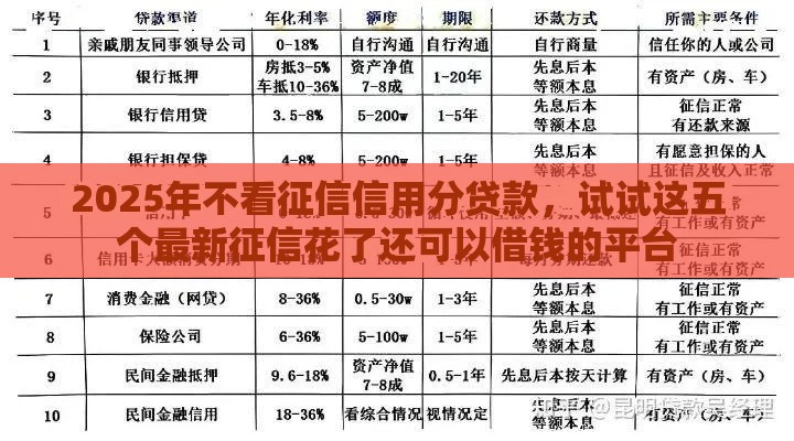 2025年不看征信信用分贷款，试试这五个最新征信花了还可以借钱的平台