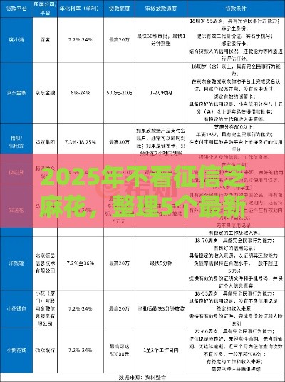 2025年不看征信芝麻花，整理5个最新平台贷款利率低