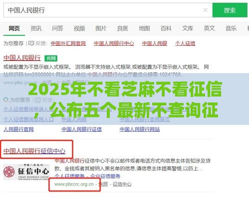 2025年不看芝麻不看征信，公布五个最新不查询征信的贷款平台