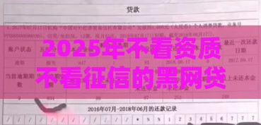 2025年不看资质不看征信的黑网贷，看看这5个最新个人小额贷款平台