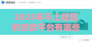 2025年不上征信的贷款平台有哪些，分享5个最新可以快速借钱的平台