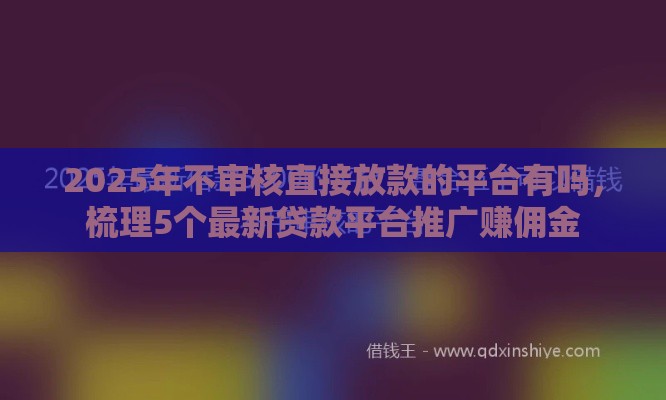2025年不审核直接放款的平台有吗，梳理5个最新贷款平台推广赚佣金