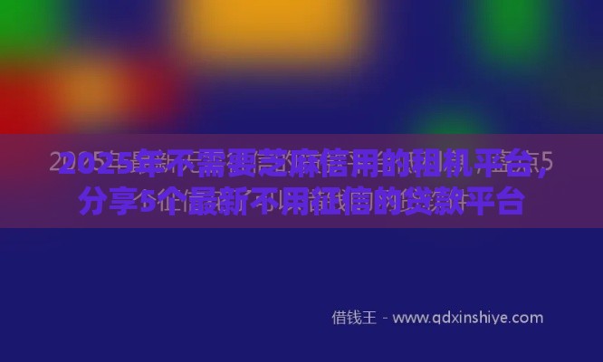 2025年不需要芝麻信用的租机平台，分享5个最新不用征信的贷款平台