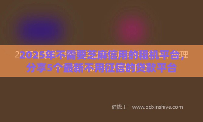 2025年不需要芝麻信用的租机平台，分享5个最新不用征信的贷款平台