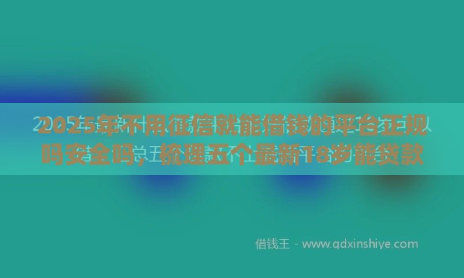 2025年不用征信就能借钱的平台正规吗安全吗，梳理五个最新18岁能贷款的平台