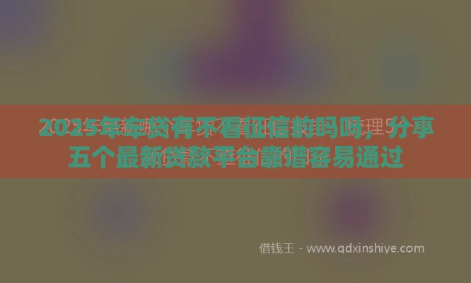 2025年车贷有不看征信的吗吗，分享五个最新贷款平台靠谱容易通过