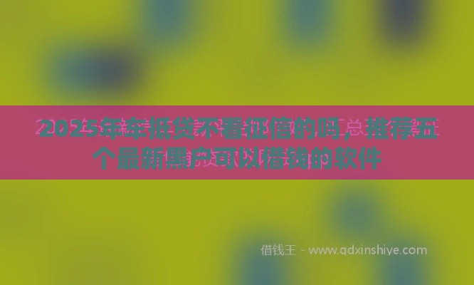 2025年车抵贷不看征信的吗，推荐五个最新黑户可以借钱的软件