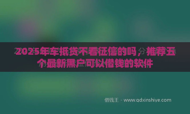 2025年车抵贷不看征信的吗，推荐五个最新黑户可以借钱的软件