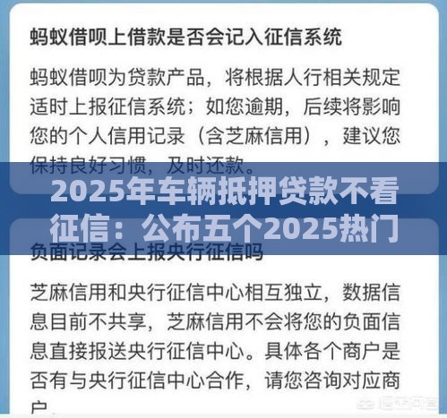 2025年车辆抵押贷款不看征信：公布五个2025热门借款平台利息低还的时间长的