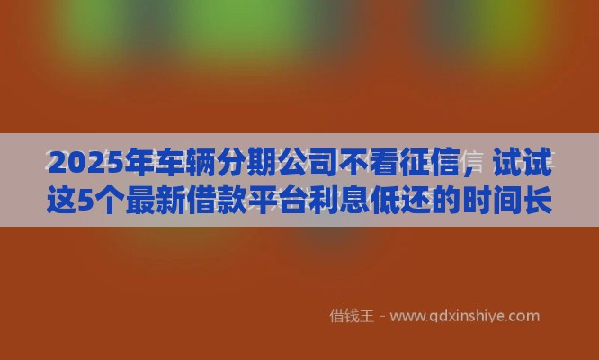 2025年车辆分期公司不看征信，试试这5个最新借款平台利息低还的时间长的