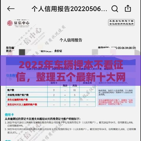 2025年车辆押本不看征信，整理五个最新十大网贷平台