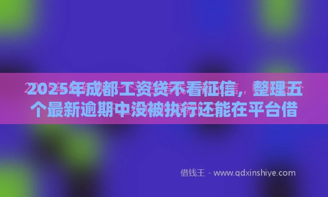 2025年成都工资贷不看征信，整理五个最新逾期中没被执行还能在平台借钱