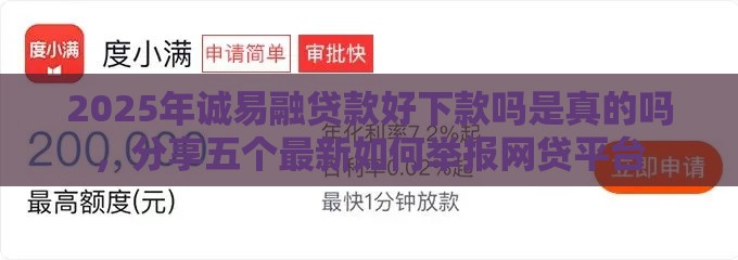 2025年诚易融贷款好下款吗是真的吗，分享五个最新如何举报网贷平台