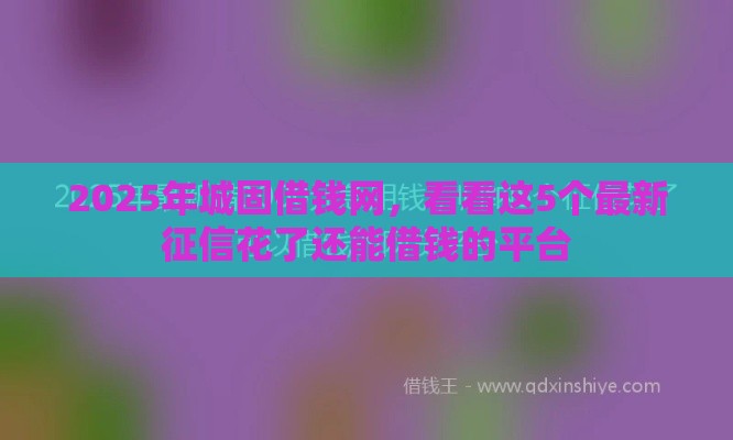 2025年城固借钱网，看看这5个最新征信花了还能借钱的平台