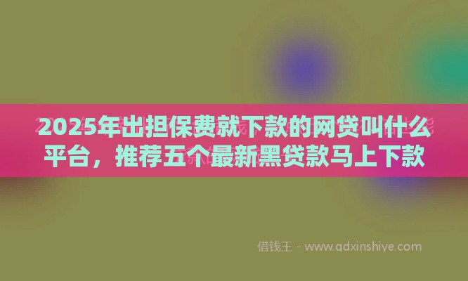 2025年出担保费就下款的网贷叫什么平台，推荐五个最新黑贷款马上下款的口子2025