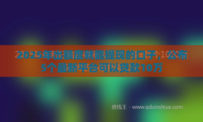 2025年出额度就能提现的口子，公布5个最新平台可以贷款10万