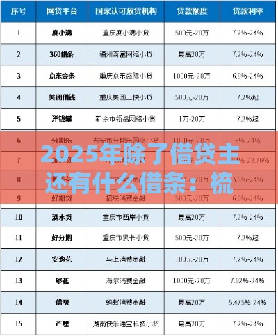 2025年除了借贷主还有什么借条:梳理5个2025热门网络贷款平台排名不分先后 2025年除了借贷主还有什么借条:梳理5个2025热门网络贷款平台排名不分先后