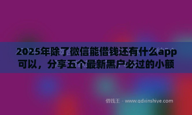 2025年除了微信能借钱还有什么app可以，分享五个最新黑户必过的小额平台