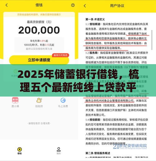 2025年储蓄银行借钱，梳理五个最新纯线上贷款平台