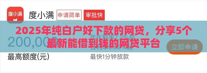 2025年纯白户好下款的网贷，分享5个最新能借到钱的网贷平台