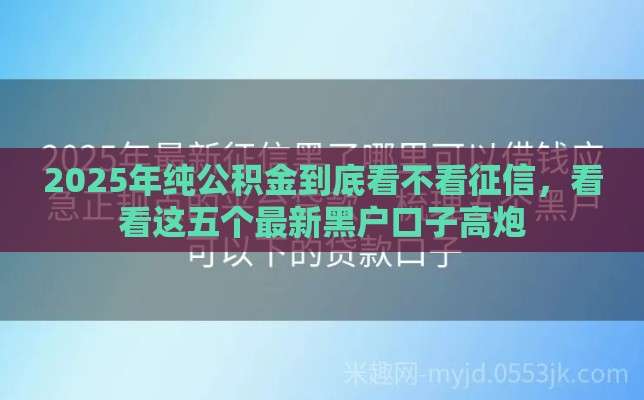 2025年纯公积金到底看不看征信，看看这五个最新黑户口子高炮