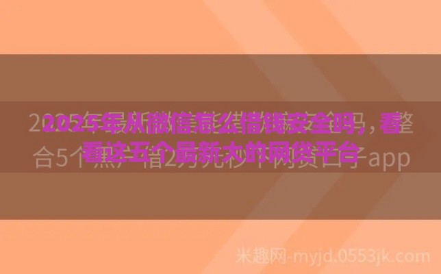 2025年从微信怎么借钱安全吗，看看这五个最新大的网贷平台