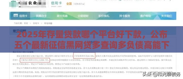 2025年存量贷款哪个平台好下款，公布五个最新征信黑网贷多查询多负债高能下款的口子