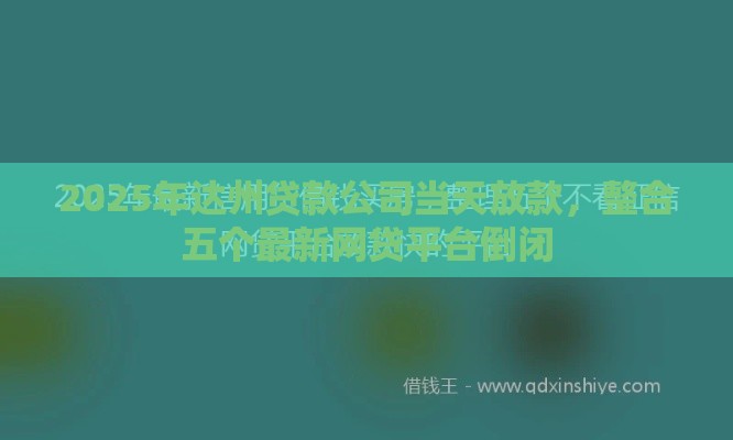 2025年达州贷款公司当天放款，整合五个最新网贷平台倒闭