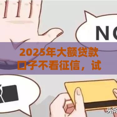 2025年大额贷款口子不看征信，试试这五个最新征信差能下款的平台