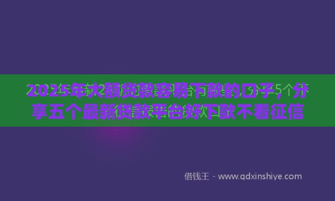 2025年大额贷款容易下款的口子，分享五个最新贷款平台好下款不看征信