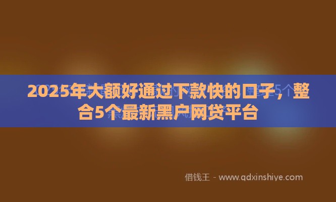 2025年大额好通过下款快的口子，整合5个最新黑户网贷平台