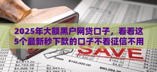 2025年大额黑户网贷口子，看看这5个最新秒下款的口子不看征信不用信用卡