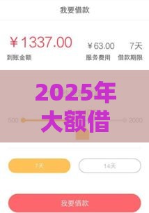 2025年大额借贷平台容易下款么，整理五个最新借钱的平台100%能借到18周岁