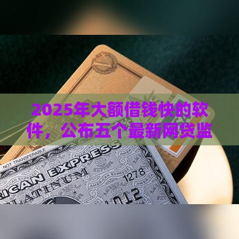 2025年大额借钱快的软件，公布五个最新网贷监管平台