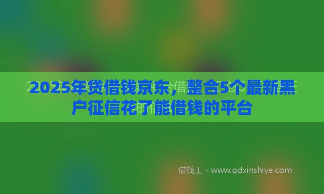 2025年贷借钱京东，整合5个最新黑户征信花了能借钱的平台