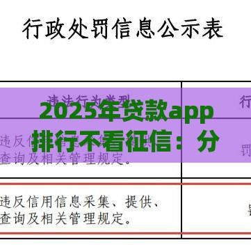 2025年贷款app排行不看征信：分享5个2025热门小米贷款平台