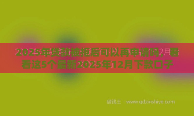 2025年贷款被拒后可以再申请吗，看看这5个最新2025年12月下款口子