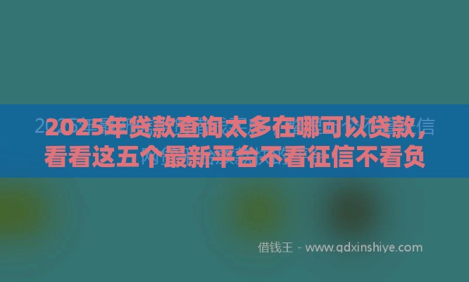 2025年贷款查询太多在哪可以贷款,看看这五个最新平台不看征信不看负债好下款 2025年贷款查询太多在哪可以贷款,看看这五个最新平台不看征信不看负债好下款
