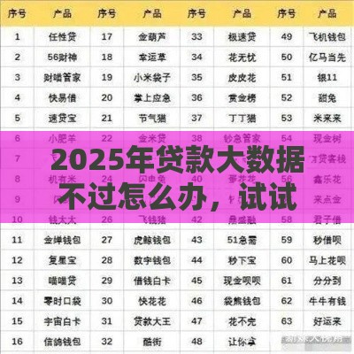 2025年贷款大数据不过怎么办，试试这5个最新不查询征信网贷平台