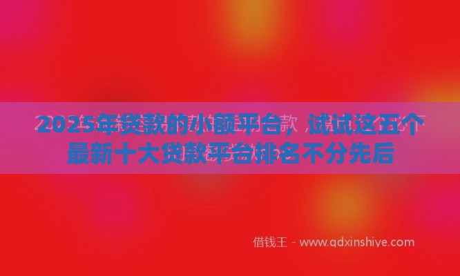 2025年贷款的小额平台，试试这五个最新十大贷款平台排名不分先后