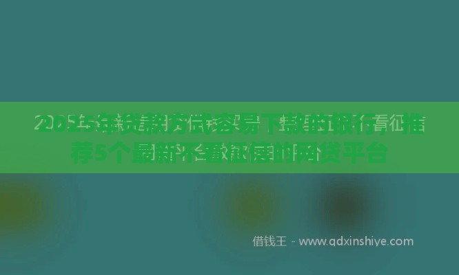 2025年贷款方式容易下款的银行，推荐5个最新不看征信的网贷平台