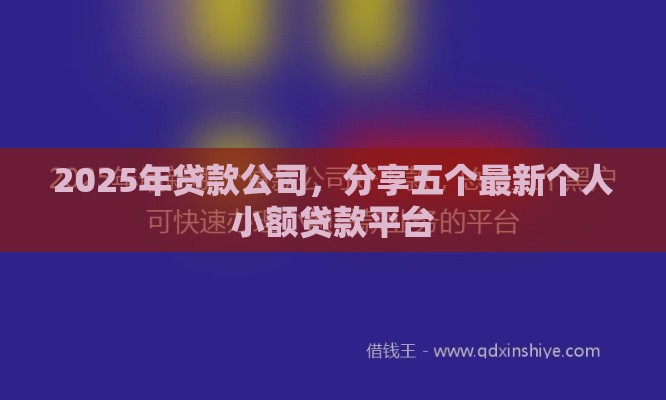 2025年贷款公司，分享五个最新个人小额贷款平台