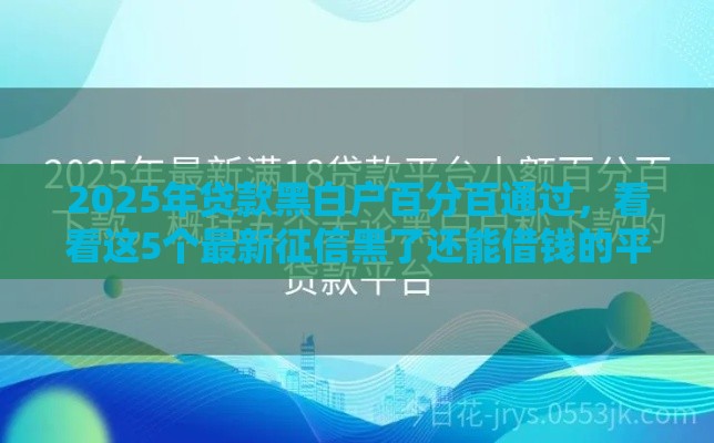 2025年贷款黑白户百分百通过，看看这5个最新征信黑了还能借钱的平台