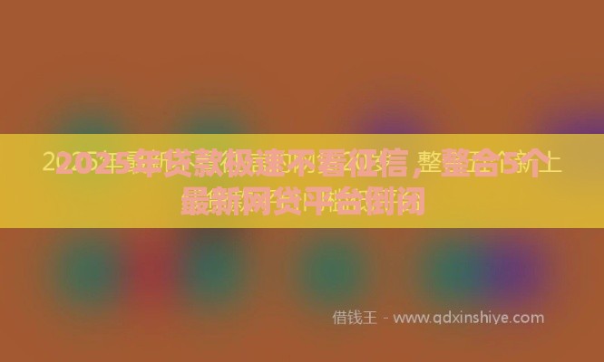 2025年贷款极速不看征信，整合5个最新网贷平台倒闭