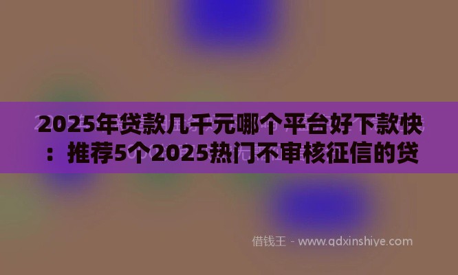 2025年贷款几千元哪个平台好下款快：推荐5个2025热门不审核征信的贷款平台