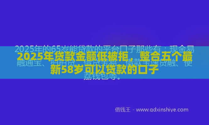 2025年贷款金额低被拒，整合五个最新58岁可以贷款的口子
