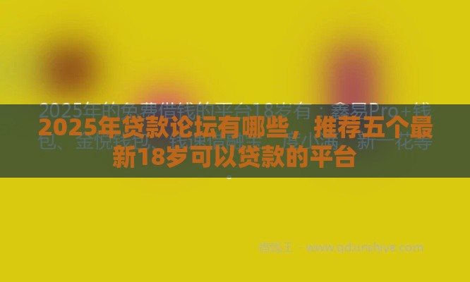 2025年贷款论坛有哪些，推荐五个最新18岁可以贷款的平台