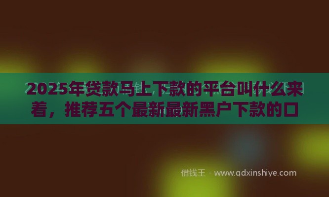 2025年贷款马上下款的平台叫什么来着，推荐五个最新最新黑户下款的口子